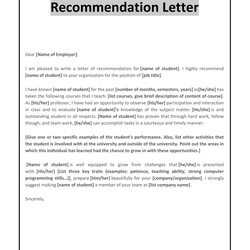 Brilliant Free Letter Of Recommendation Templates Samples Employer Job Student