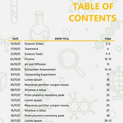 Superb Table Of Contents Templates Examples Word Lab Notebook
