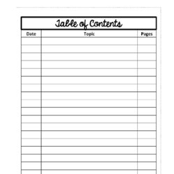 Cool Printable Table Of Contents Template