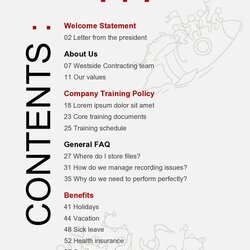 Smashing Table Of Contents Templates Examples Word Employee Handbook