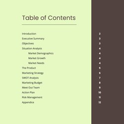 Excellent Free Table Of Contents Template Google Docs Word Apple Pages Simple