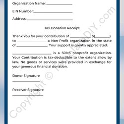 Donation Receipt Template Printable Word