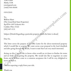The Highest Quality Real Estate Offer Letter Printable Template In And Word