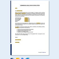Preeminent Commercial Real Estate Offer Letter Template