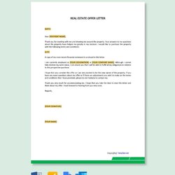 Brilliant Offer Letter Templates Doc Real Estate Template
