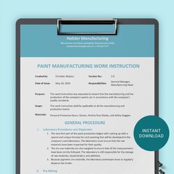 Brilliant Manufacturing Work Instruction Template Download In Word Google Docs