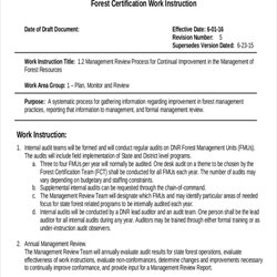 Work Instruction Template For Manufacturing Collection Handbook Forest Certification