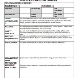 The Highest Quality Work Instruction Template For Manufacturing Safe