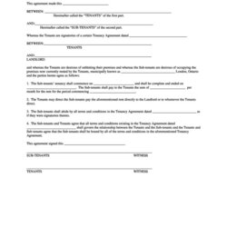 Professional Sublease Agreement Templates Forms Template