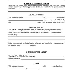 Outstanding Professional Sublease Agreement Templates Forms Template