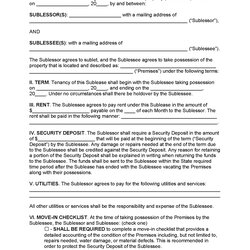 Supreme Free Sublease Agreement Templates Word