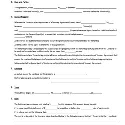Great Free Printable Sublease Agreement Template