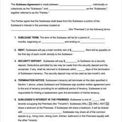 Free Sublease Agreement Templates Word Agreements Template Sample