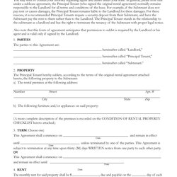 Professional Sublease Agreement Templates Forms Form Rental Template Printable Sample Blank