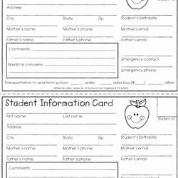 Free Emergency Contact Card Template Lovely Student Information School Choose Board Classroom First Info
