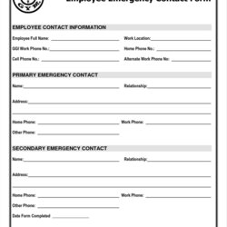 Sterling Emergency Contact Form Template Word Inside Employee Employees Printable Astounding Spreadsheet