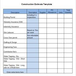 Sterling Free Construction Estimate Template Excel Task List Templates Word Example