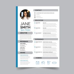 Free Modern Resume Template With Flat Style Design In Illustrator Graduate