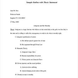 Super Outline Template Word Thesis Sample