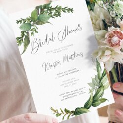 Eminent Printable Bridal Shower Invitations Green Floral Invitation Template