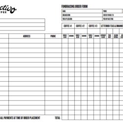 Fundraiser Order Form Templates Website Blog Template Blank Excel Samples