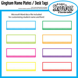 Splendid Microsoft Word Name Tag Template Guru Gingham Nameplate Original