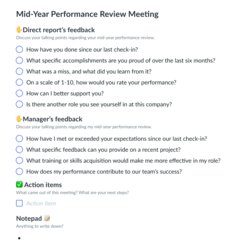 High Quality Mid Year Performance Review Meeting Template Fellow Desktop Preview