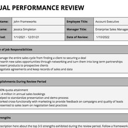 Sublime Annual Performance Review Template Growth Business Templates