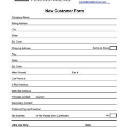 Outstanding New Customer Form Template Editable Large