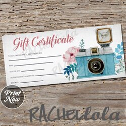 Sterling Printable Photography Gift Certificate Template Photo Session