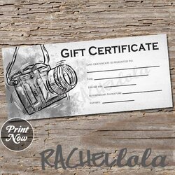 Preeminent Printable Photography Gift Certificate Template Photo Session