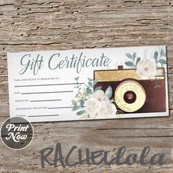 Worthy Printable Photography Gift Certificate Template Photo Session Voucher Card Photographer Mother