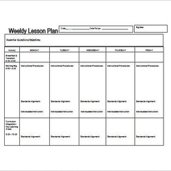 Weekly Lesson Plan Template Doc Preschool Word Free