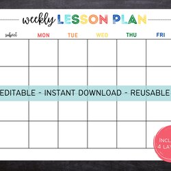 Capital Printable Editable Weekly Lesson Plan Simple School Schedule