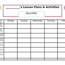 Excellent Editable Weekly Lesson Plan Template Database Source Original