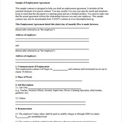 Free Sample Employment Contract Templates In Google Docs Ms Word Template