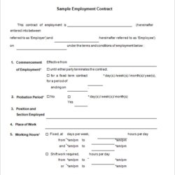 Free Employment Agreement Templates Professional Formats In Word Sample Forms Contracts Kb