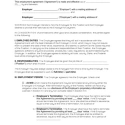 Marvelous Free Employment Contract Templates Word Contracts Agreement