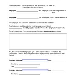 Brilliant Free Employment Contract Word Addendum