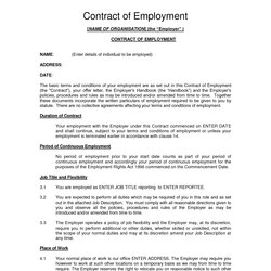 Superlative Free Printable Employment Contract Sample Form Generic Template Contracts Word Templates