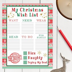 Capital Christmas Wish List Printable Template For Kids Editable