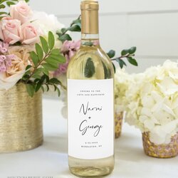 Tremendous Modern Wine Bottle Label Template Minimalist Wedding Favor Monogram Minty