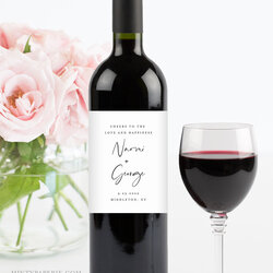 Fantastic Modern Wine Bottle Label Template Minimalist Wedding Favor