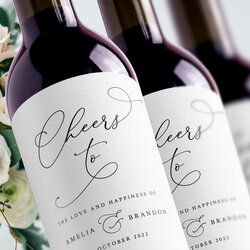 Worthy Wedding Wine Bottle Label Template Custom Sticker Favor Favors