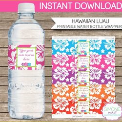 Superb Free Printable Water Bottle Template Of Chevron Labels Editable Luau Wrappers Party Or Instant