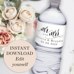 Excellent Printable Wedding Water Bottle Labels Editable Label Personalized Template Custom Bottles Choose