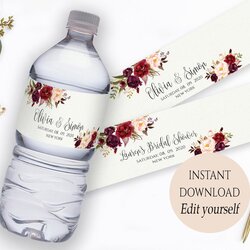 Legit Editable Wedding Water Bottle Label Labels