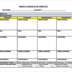 Spiffing Weekly Lesson Plan Template Doc