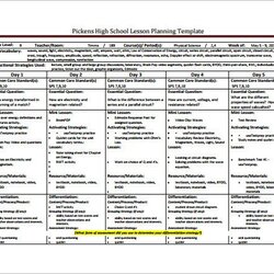 Outstanding High School Lesson Plan Template Free Word Excel Format