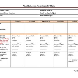 Worthy Weekly Lesson Plan Template Form